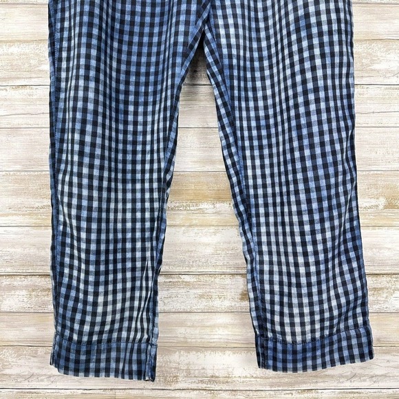 ANTHROPOLOGIE Maeve Avryl Blue Plaid Bleached Slim Paper Bag Pants Size 2 - Picture 4 of 16